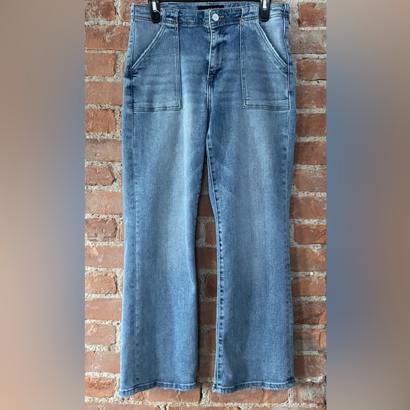 Risen Jeans Denim - RISEN High Waisted Wide Legs Stylish Blue Denim Jeans w/ Front Pockets, Zipper